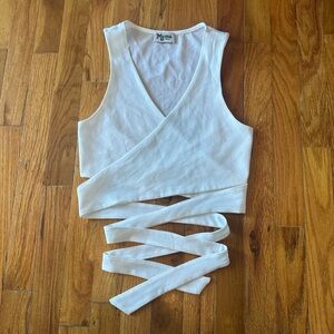 Show Me Your Mumu White Wrap Crop Top